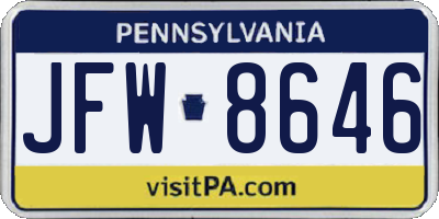 PA license plate JFW8646