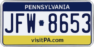 PA license plate JFW8653