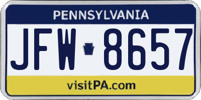 PA license plate JFW8657