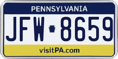 PA license plate JFW8659