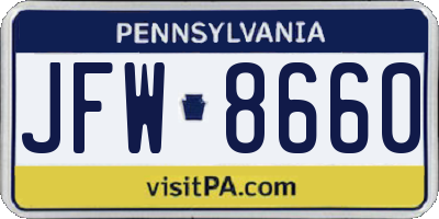PA license plate JFW8660