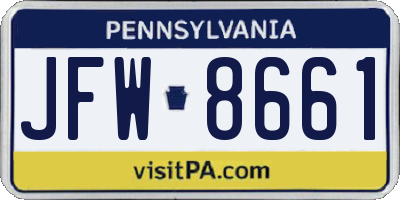 PA license plate JFW8661