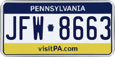 PA license plate JFW8663