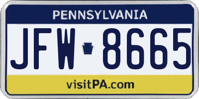 PA license plate JFW8665