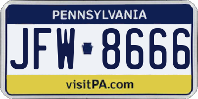 PA license plate JFW8666
