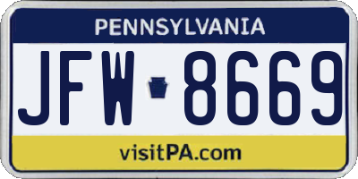 PA license plate JFW8669