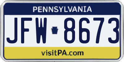 PA license plate JFW8673