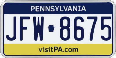 PA license plate JFW8675