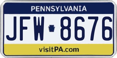 PA license plate JFW8676