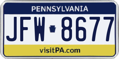 PA license plate JFW8677