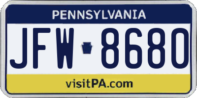 PA license plate JFW8680