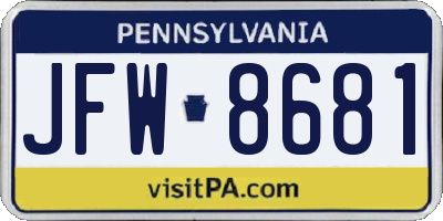 PA license plate JFW8681