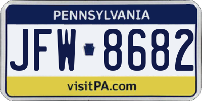PA license plate JFW8682