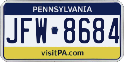 PA license plate JFW8684