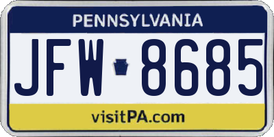 PA license plate JFW8685