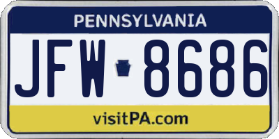 PA license plate JFW8686