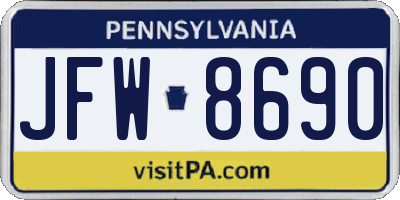 PA license plate JFW8690