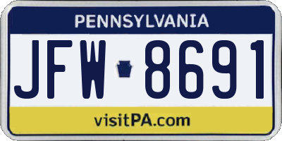 PA license plate JFW8691