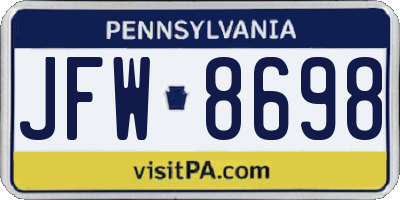 PA license plate JFW8698