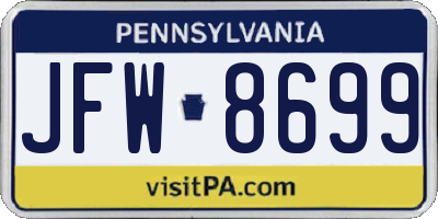 PA license plate JFW8699