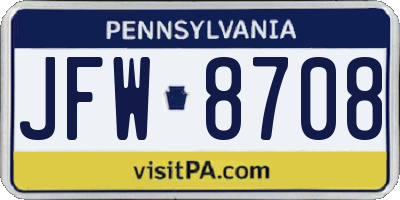 PA license plate JFW8708