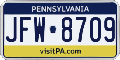 PA license plate JFW8709