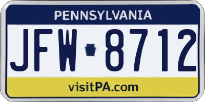 PA license plate JFW8712