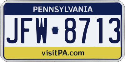 PA license plate JFW8713