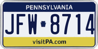 PA license plate JFW8714