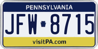 PA license plate JFW8715
