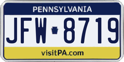 PA license plate JFW8719