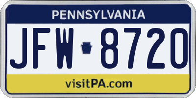 PA license plate JFW8720
