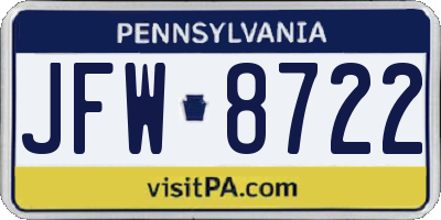 PA license plate JFW8722