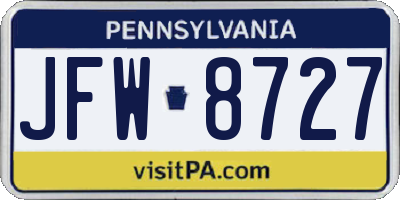 PA license plate JFW8727
