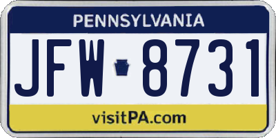 PA license plate JFW8731