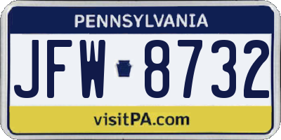 PA license plate JFW8732