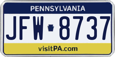 PA license plate JFW8737