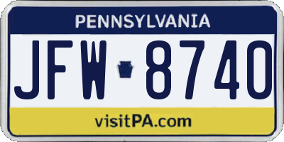 PA license plate JFW8740