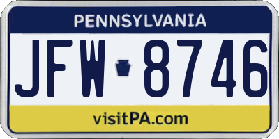 PA license plate JFW8746