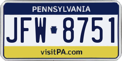 PA license plate JFW8751