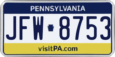 PA license plate JFW8753