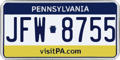 PA license plate JFW8755