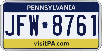 PA license plate JFW8761