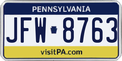 PA license plate JFW8763