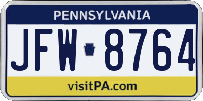 PA license plate JFW8764