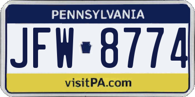 PA license plate JFW8774