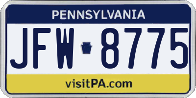 PA license plate JFW8775