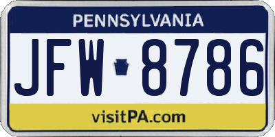PA license plate JFW8786