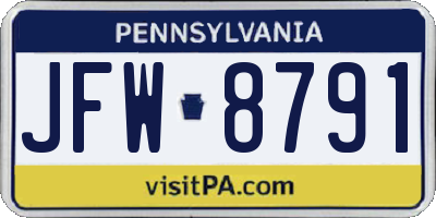 PA license plate JFW8791