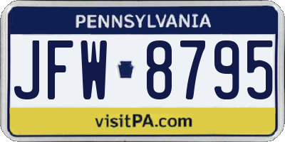 PA license plate JFW8795